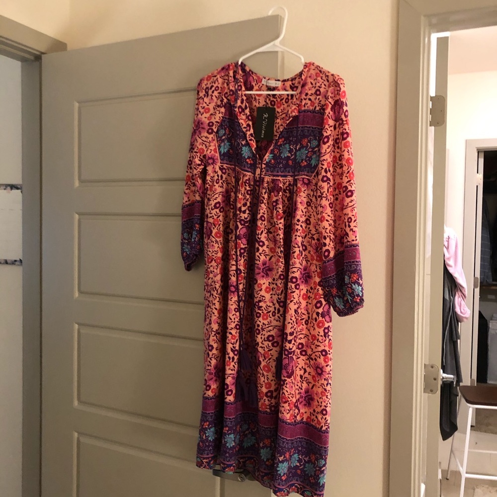 Pink Floral Flowy Dress